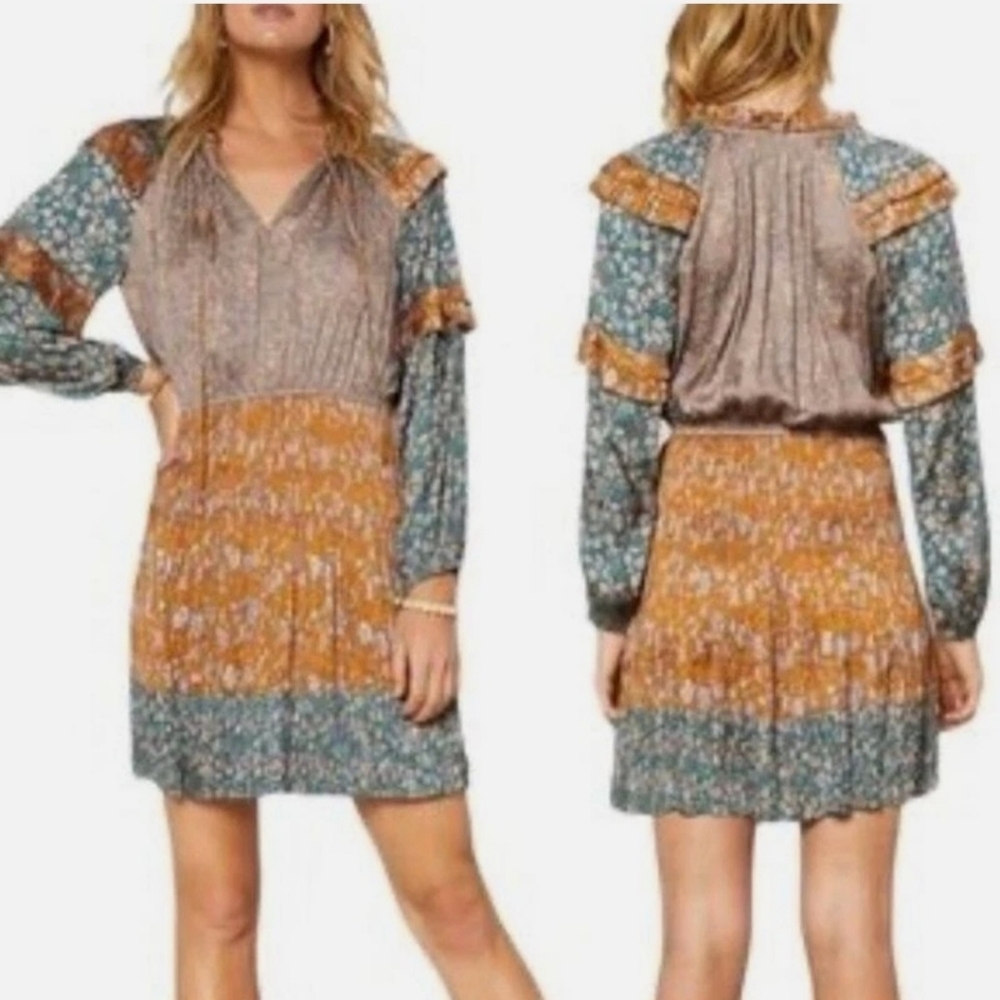 Current Air Anthropologie Cecile Smocked Whimsical Floral Mini Dress XS NEW